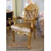 เก้าอี้หลุยส์ ไม้สัก 1 ที่นั่ง แกะลายสวยงาม ทำสีพ่นทอง บุผ้ากำมะหยี่
