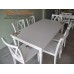 โต๊ะรับประทานอาหาร สีขาวสไตล์วินเ เพ้นลายกุหลาบ ขนาด 160 x 90 x 75
