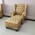 โซฟา Wing Chair 1 ที่นั่ง ขาไม้  บุหนัง PU ผ้าไหม พร้อมที่สตูล  สามารถเปลี่ยนสีหนังหรือตัวผ้าได้