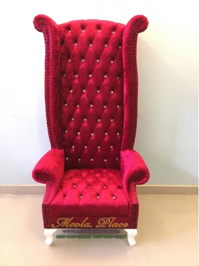 โซฟา Wing Chair ขนาด1 ที่นั่ง หลังสูง 170 ซม. ปีกโค้งตอกหมุด ขาสิงห์สวยหรู