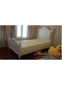 เตียงนอนขากลึงสไตล์วินเทจ แปะแกะสลักลายสวยงามหัวเตียงและท้ายเตียง ขนาด 3.5 ฟุต