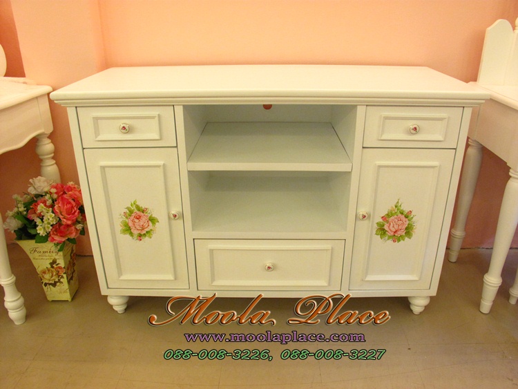 Vintage Sideboard ลายเพ้น กุหลาบ 