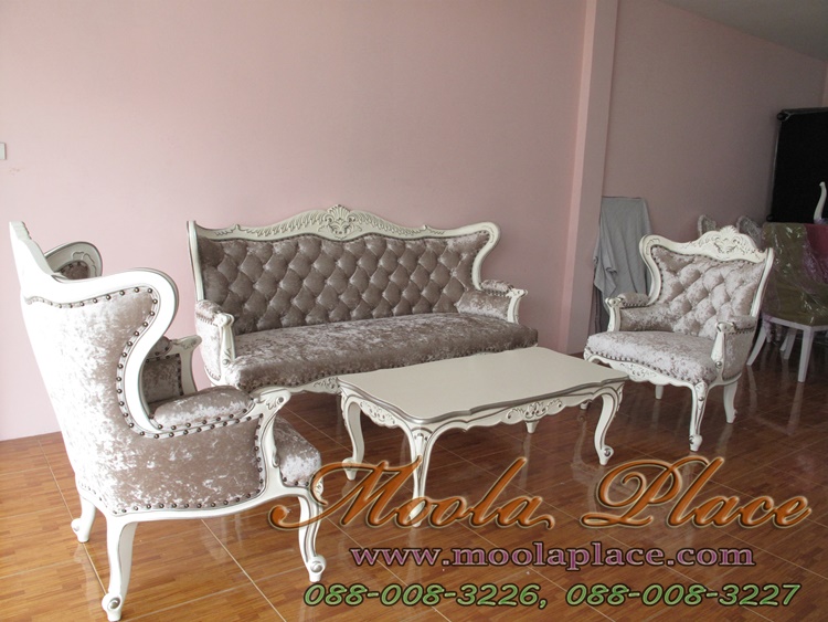 เก้าอี้โซฟาหลุยส์ไม้สัก แกะลายสวยงาม ไม้สัก แกะลายสวยงาม ขนาด 190 x 80 x 110 ซม.