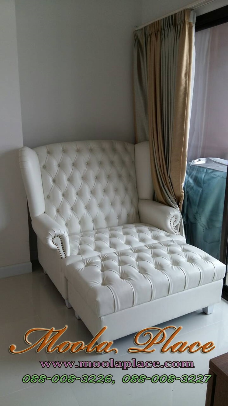 โซฟา Wing Chair สไตล์วินเทจ ผลิตจากผ้ากำมะหยี่นำเข้าอย่างดี
