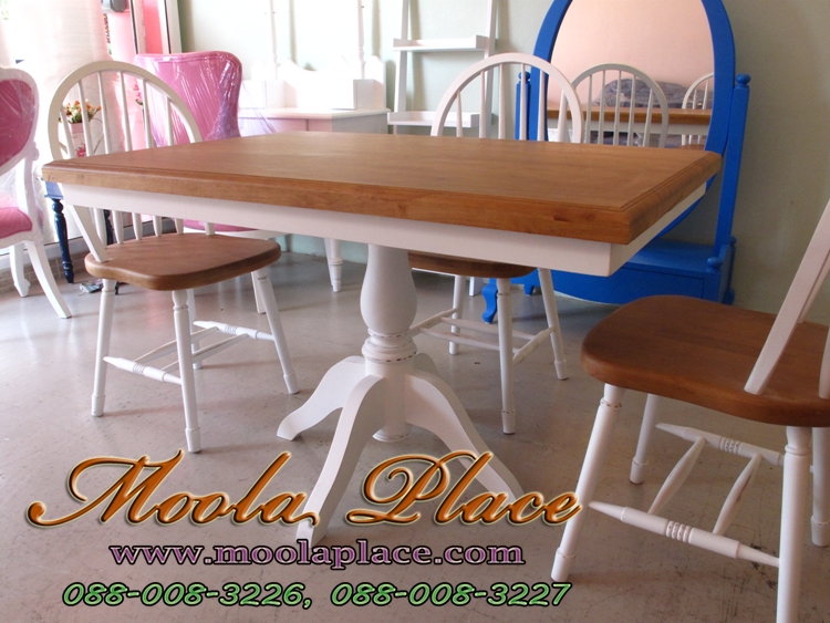 โต๊ะรับประทานอาหารวินเทจ โต๊ะรับประทานสีขาว วินเทจ