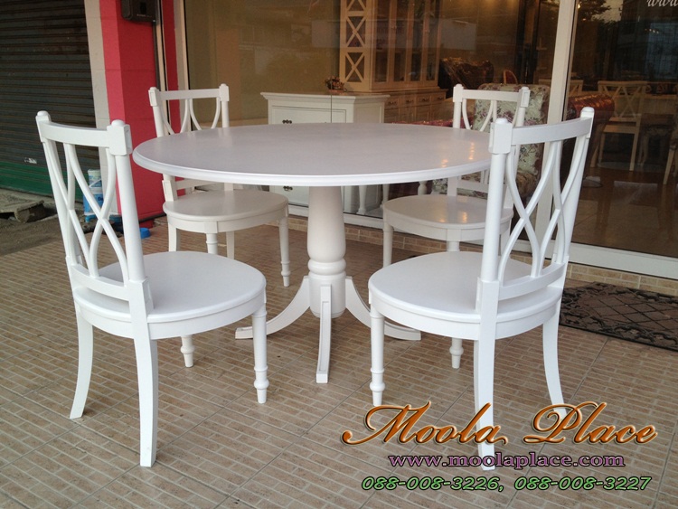 โต๊ะรับประทานอาหารทรงกลม แกะลายสไตล์หลุยส์ แบบวินเทจสวยๆ