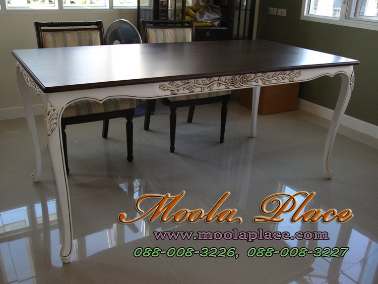 โต๊ะรับประทานอาหาร แกะลายกุหลาบรอบโต๊ะ สไตล์หลุยส์ 