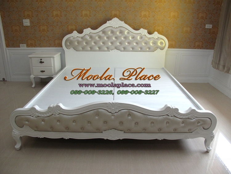 เตียงนอนหลุยส์ ไม้สักแกะสลัก เตียงนอนหลุยส์ ไม้สักแกะสลัก บุหัวเตียงและท้ายเตียง