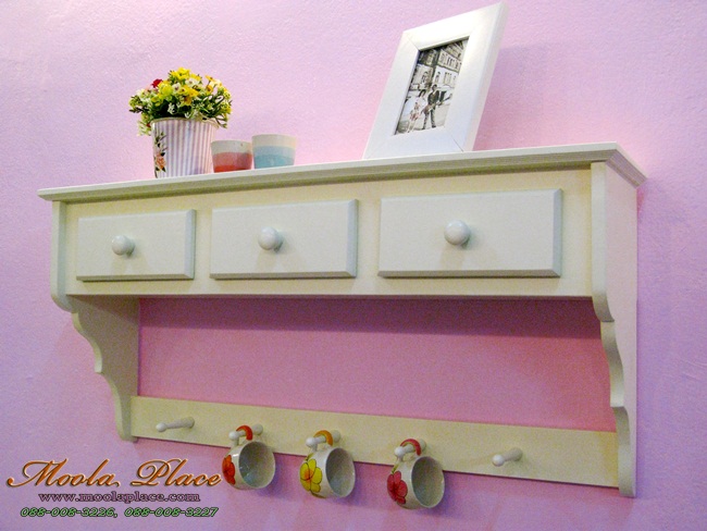 ชั้นวางของ สีขาว ติดผนัง วินเทจ 