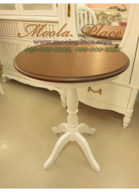 โต๊ะวงกลม ทำสีขาวท็อปสีน้ำตาล ขนาด เส้นผ่าศูนย์กลาง 60 ซม สูง 75 ซม.