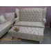 โซฟา Wing Chair สไตล์วินเทจ 2 ที่นั่ง ขากลึง ดึงกระดุม หุ้มด้วยผ้ากำมะหยี่นำเข้าสไตล์เงายับ (ตัวผ้ามีให้เลือกหลายเฉดสี) พร้อมสตูลวางเท้า ขนาด กว้าง 150  x ลึก 85 x สูง 110