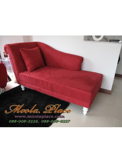 โซฟา Bed (Daybed) สไตล์วินเทจ ผ้ากำมะหยี่ ขากลึงสีพ่นขาว (ตัวผ้ามีให้เลือกหลายเฉดสี)
