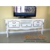 ชั้นวางทีวีแกะลายสไตล์วินเทจหลุยส์ สีขาวตัดเงิน ขนาด 180x50x80 ซม. สามารถเลือกทำสีอื่นๆ ตามลูกค้าต้องการได้