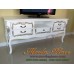ชั้นวางทีวีแกะลายสไตล์วินเทจหลุยส์ สีขาวตัดเงิน ขนาด 180x50x80 ซม. สามารถเลือกทำสีอื่นๆ ตามลูกค้าต้องการได้