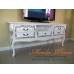 ชั้นวางทีวีแกะลายสไตล์วินเทจหลุยส์ สีขาวตัดเงิน ขนาด 180x50x80 ซม. สามารถเลือกทำสีอื่นๆ ตามลูกค้าต้องการได้
