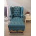 โซฟา Wing Chair สไตล์วินเทจ ขาไม้เหลี่ยมผลิตจาก หนัง PU พร้อมที่วางเท้า สามารถเปลี่ยนสีหนังได้