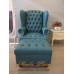 โซฟา Wing Chair สไตล์วินเทจ ขาไม้เหลี่ยมผลิตจาก หนัง PU พร้อมที่วางเท้า สามารถเปลี่ยนสีหนังได้