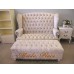โซฟา Wing Chair สไตล์วินเทจ 2 ที่นั่ง ผลิตจากผ้ากำมะหยี่อย่างดี พร้อมที่วางเท้า ขนาด กว้าง 150  x ลึก 85 x สูง 110 สามารถเปลี่ยนสีและลายผ้าได้