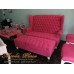 โซฟา Wing Chair สไตล์วินเทจ 2 ที่นั่ง ผลิตจากผ้ากำมะหยี่อย่างดี พร้อมที่วางเท้า ขนาด กว้าง 150  x ลึก 85 x สูง 110 สามารถเปลี่ยนสีและลายผ้าได้