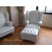โซฟา Wing Chair สไตล์วินเทจ ผลิตจาก หนัง PU พร้อมที่วางเท้า สามารถเปลี่ยนสีหนังได้