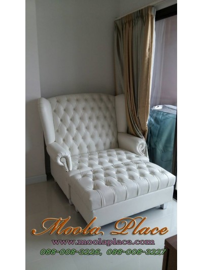 โซฟา Wing Chair สไตล์วินเทจ บุหนัง PU พร้อมที่วางเท้า ขนาด กว้าง 120  x ลึก 85 x สูง 110 สามารถเปลี่ยนสีและลายผ้าได้ โซฟา Wing Chair สไตล์วินเทจ บุหนัง PU พร้อมที่วางเท้า ขนาด กว้าง 120  x ลึก 85 x สูง 110 สามารถเปลี่ยนสีและลายผ้าได้
