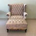 โซฟา Wing Chair ขนาด 120 ซม. ปีกโค้ง ขาสิงห์สวยหรู พร้อมสตูลขาสิงห์ เข้าเซ็ท