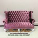 โซฟา Wing Chair ขนาด 180 ซม. ปีกโค้ง ขาสิงห์ บุผ้ากำมะหยี่ ตอกหมุด สวยหรู