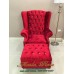 โซฟา Wing Chair 1 ที่นั่ง ขาไม้เหลี่ยม พร้อมที่สตูลวางเท้า บุผ้ากำมะหยี่ สามารถเปลี่ยนสีหนังหรือตัวผ้าได้