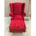 โซฟา Wing Chair 1 ที่นั่ง ขาไม้เหลี่ยม พร้อมที่สตูลวางเท้า บุผ้ากำมะหยี่ สามารถเปลี่ยนสีหนังหรือตัวผ้าได้