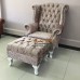 โซฟา Wing Chair 1 ที่นั่ง  ขาสิงห์  ปีกโค้งตอกหมุด พร้อมสตูลขาสิงห์ เข้าเซ็ท