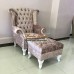 โซฟา Wing Chair 1 ที่นั่ง  ขาสิงห์  ปีกโค้งตอกหมุด พร้อมสตูลขาสิงห์ เข้าเซ็ท