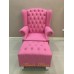 โซฟา Wing Chair 1 ที่นั่ง ขาไม้เหลี่ยม พร้อมที่สตูลวางเท้า บุผ้ากำมะหยี่ ราคาไม่รวมคริสตัล สามารถเปลี่ยนสีหนังหรือตัวผ้าได้