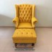 โซฟา Wing Chair 1 ที่นั่ง ขากลึง พร้อมที่สตูล บุหนัง