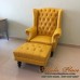 โซฟา Wing Chair 1 ที่นั่ง ขากลึง พร้อมที่สตูล บุหนัง