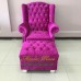 โซฟา Wing Chair 1 ที่นั่ง ขาไม้  บุผ้กำมะหยี่ พร้อมที่สตูล  สามารถเปลี่ยนสีหนังหรือตัวผ้าได้