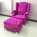 โซฟา Wing Chair 1 ที่นั่ง ขาไม้  บุผ้กำมะหยี่ พร้อมที่สตูล  สามารถเปลี่ยนสีหนังหรือตัวผ้าได้