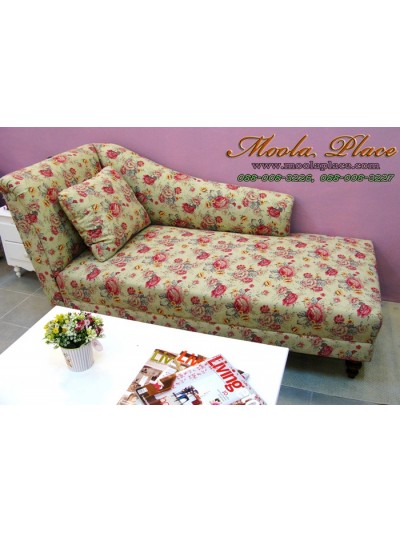 โซฟา Bed (Daybed) สไตล์วินเทจ ผ้าลายดอก ขากลึงพร้อมหมอนอิงเข้าชุด