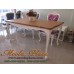 โต๊ะรับประทานอาหารแกะลายหลุยส์ ทำสีพ่นขาว Top ทำสีธรรมชาติ ขนาด 160 x 90 x 75 ซม.