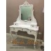 โต๊ะเครื่องแป้งหลุยส์ไม้สักทำสีขาวเดินเงิน ขนาด 120 x50 x75  ซม. พร้อมสตูลหลุยส์ขนาด 50x45x45 ซม.