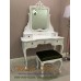 โต๊ะเครื่องแป้งหลุยส์ไม้สักทำสีขาวเดินเงิน ขนาด 120 x50 x75  ซม. พร้อมสตูลหลุยส์ขนาด 50x45x45 ซม.