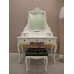 โต๊ะเครื่องแป้งหลุยส์ไม้สักทำสีขาวเดินเงิน ขนาด 120 x50 x75  ซม. พร้อมสตูลหลุยส์ขนาด 50x45x45 ซม.